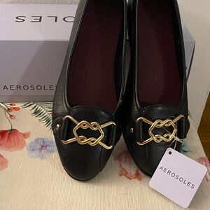 Aerosoles Bia black leather flat